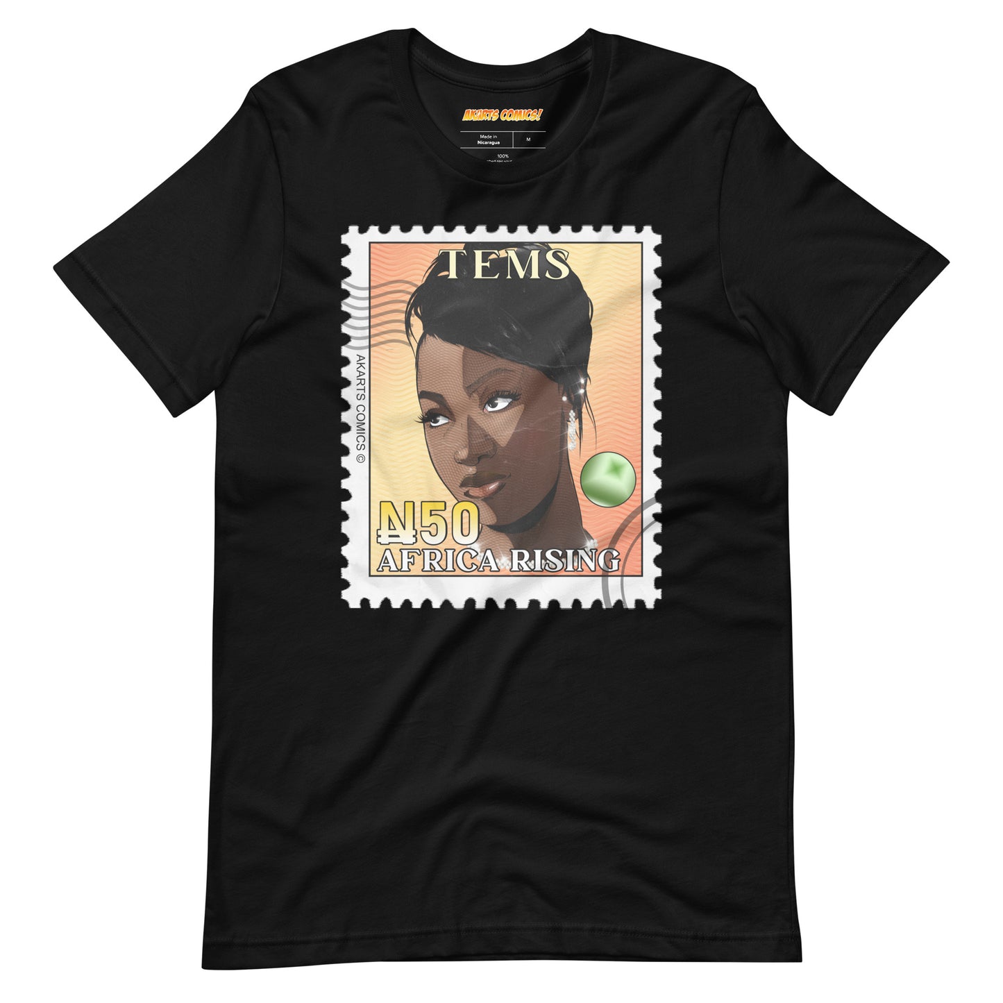 Tems Africa Rising Stamp T-Shirt - AKARTS Comics