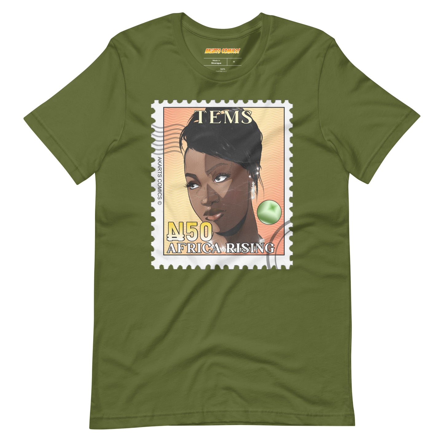 Tems Africa Rising Stamp T-Shirt - AKARTS Comics